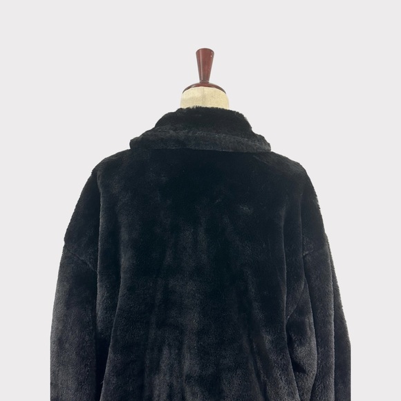 NWT - Lucky Brand XL Bomber Jacket Faux Fur Black - Picture 12 of 16